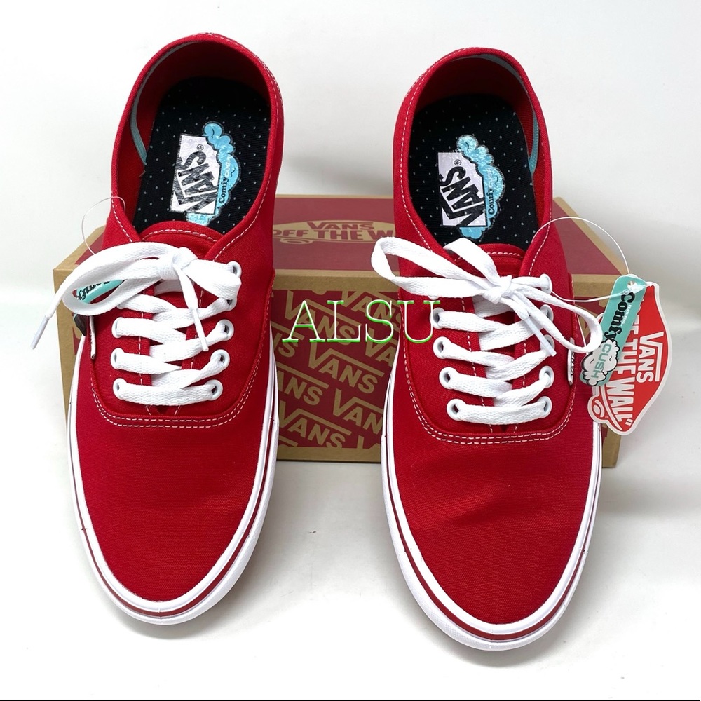 VANS ComfyCush AUTHENTIC Racing Red Canvas Men’s - Picture 4 of 10